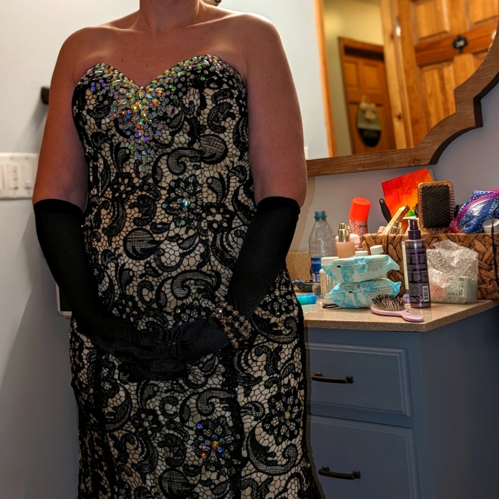 Mermaid Corset Gem Embellished Lace Evening Gown